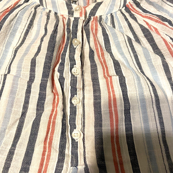Time and Tru All Cotton Long Sleeve Peasant Style Stripe Womens top blouse S 4-6 - Picture 4 of 10